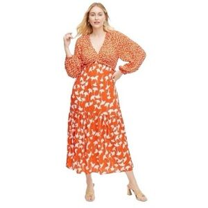 Diane Von Furstenberg Orange Tiered Smocked Sundress